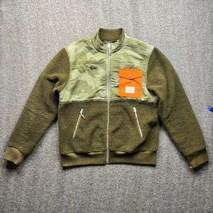 Poler Stuff Jacket Mens Large Green Fleece Camo Sherpa Full Zip Outdoor Pocket